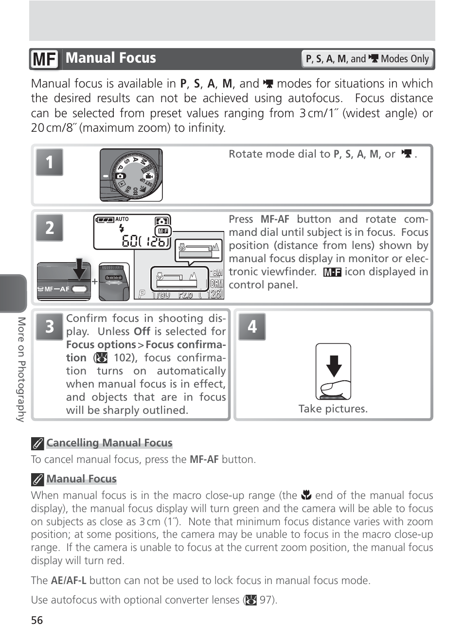 Manual focus | Nikon 8400 User Manual | Page 66 / 170