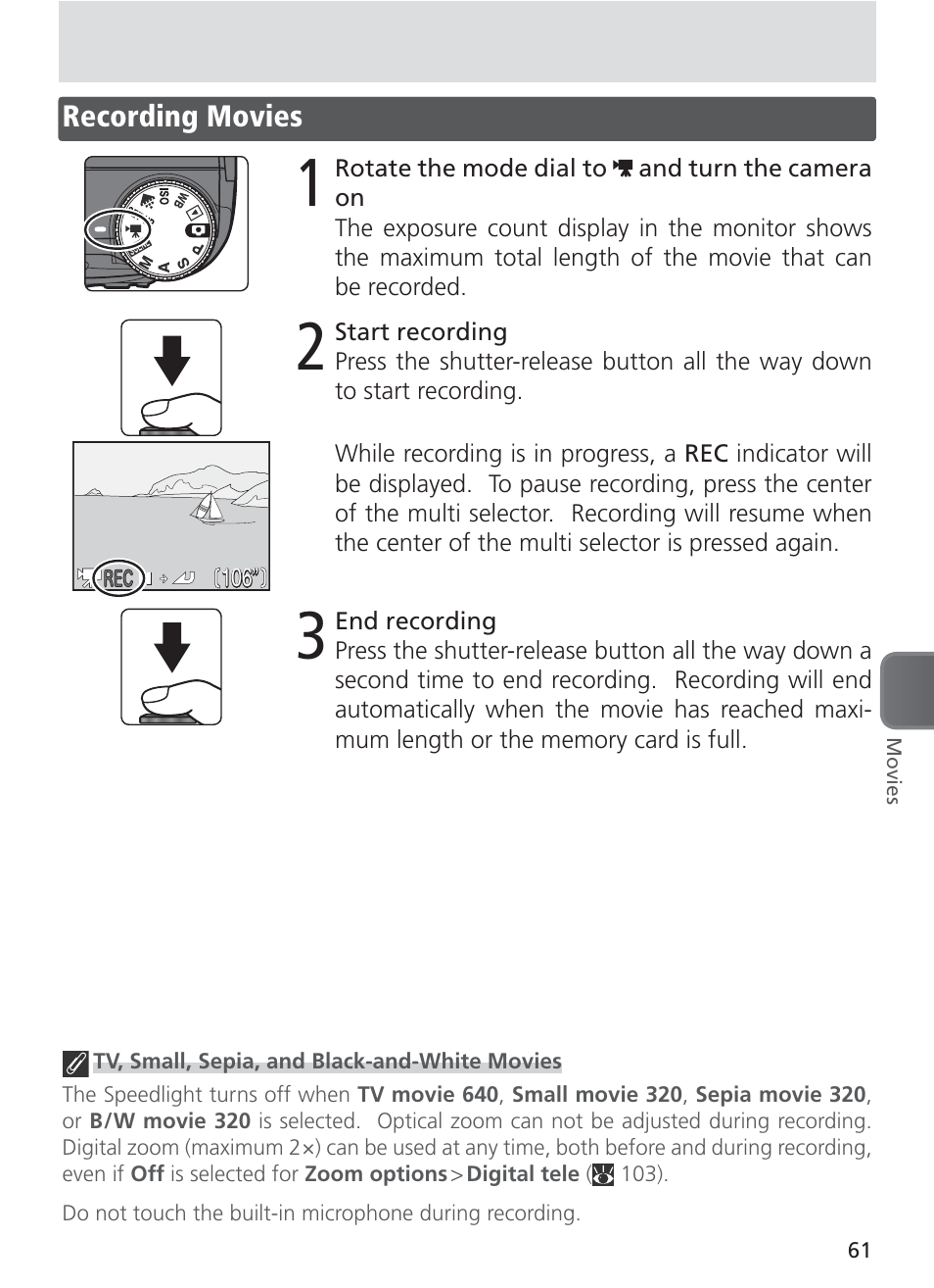 Recording movies | Nikon 8400 User Manual | Page 71 / 170