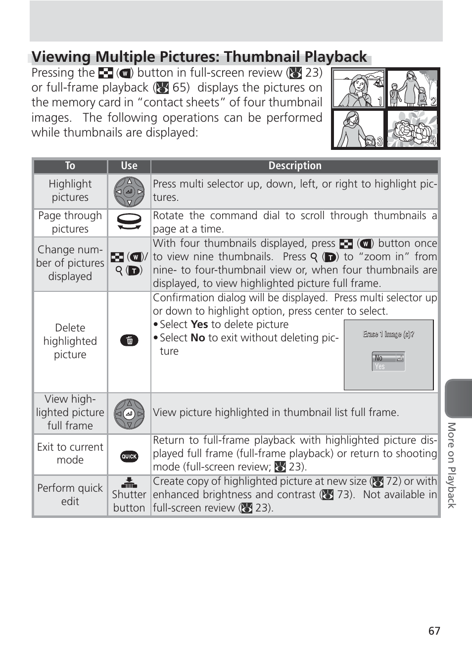 Viewing multiple pictures: thumbnail playback | Nikon 8400 User Manual | Page 77 / 170