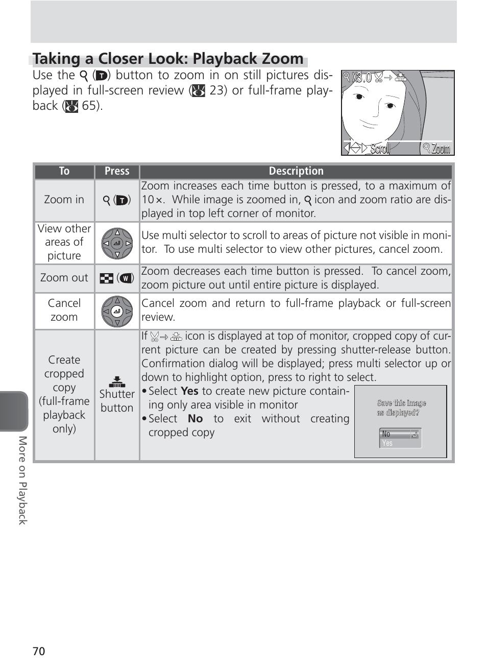 Taking a closer look: playback zoom, Scroll | Nikon 8400 User Manual | Page 80 / 170