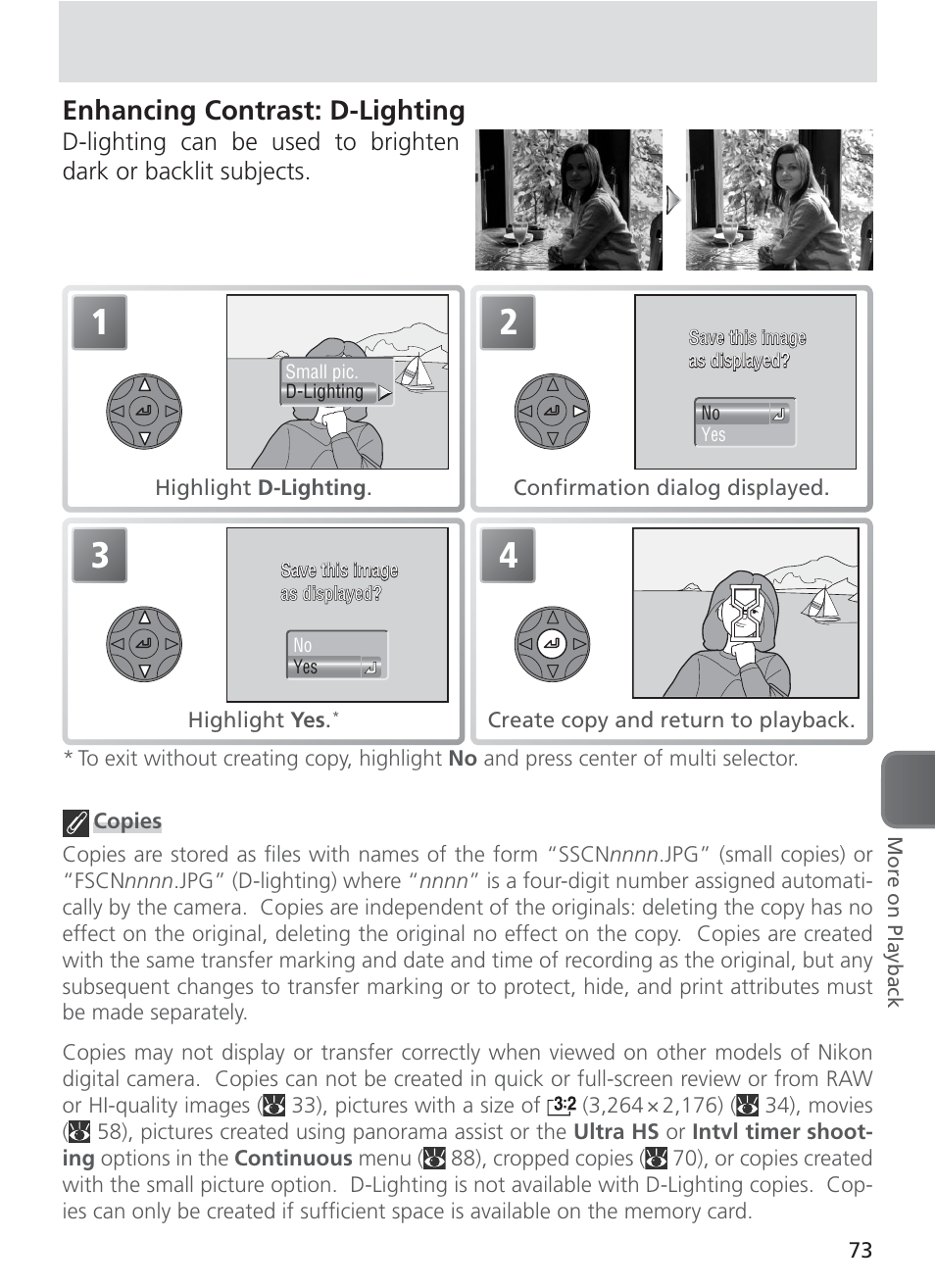 Enhancing contrast: d-lighting | Nikon 8400 User Manual | Page 83 / 170