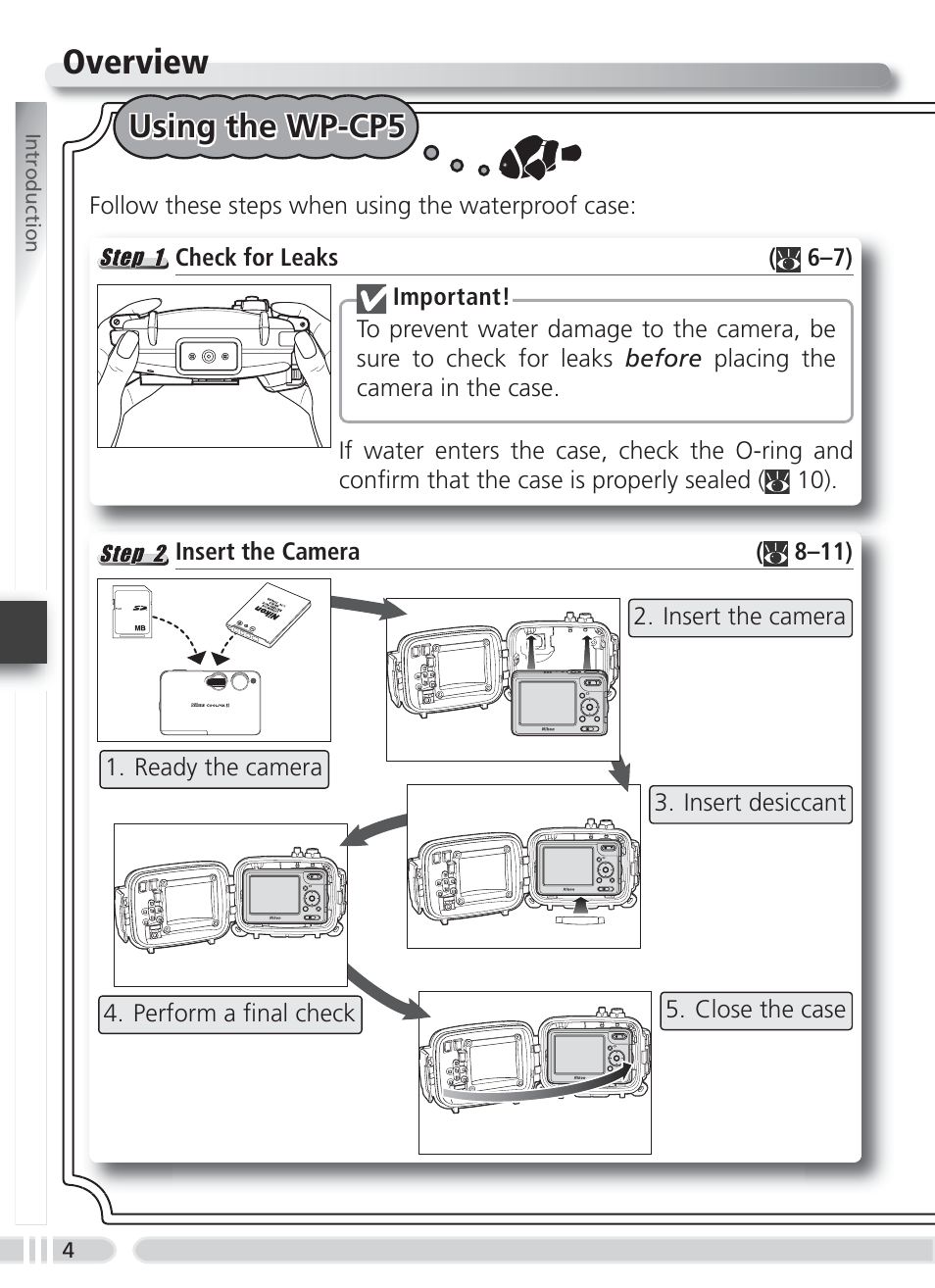 Overview, Using the wp-cp5 | Nikon WP-CP5 Coolpix S1-S3 User Manual | Page 11 / 79