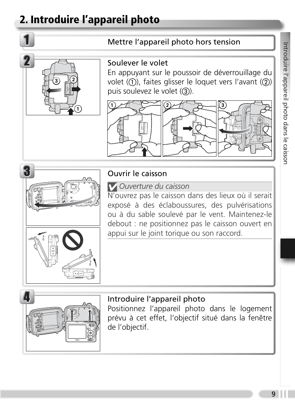 Introduire l’appareil photo | Nikon WP-CP5 Coolpix S1-S3 User Manual | Page 68 / 79