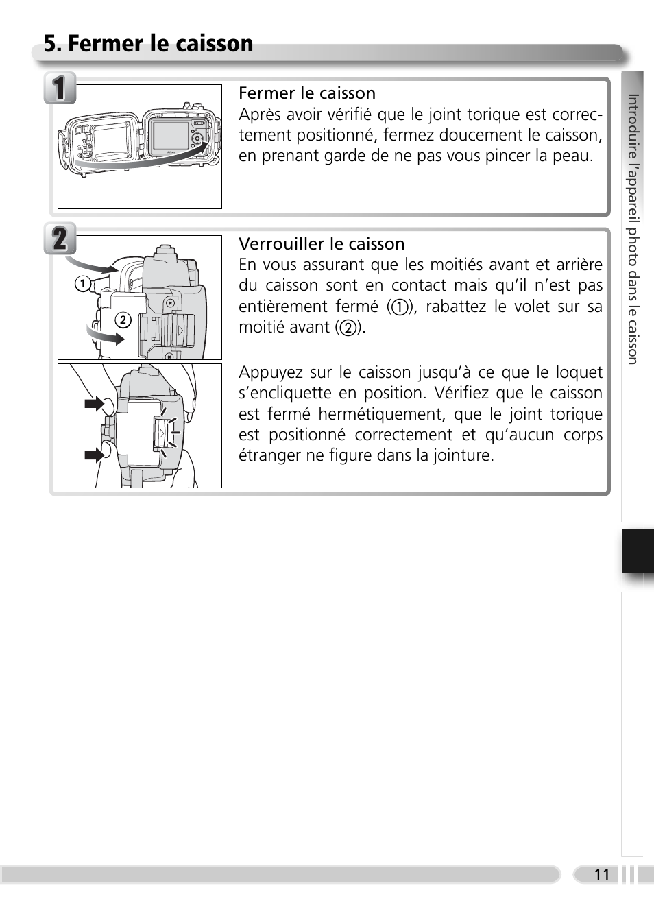 Fermer le caisson | Nikon WP-CP5 Coolpix S1-S3 User Manual | Page 70 / 79