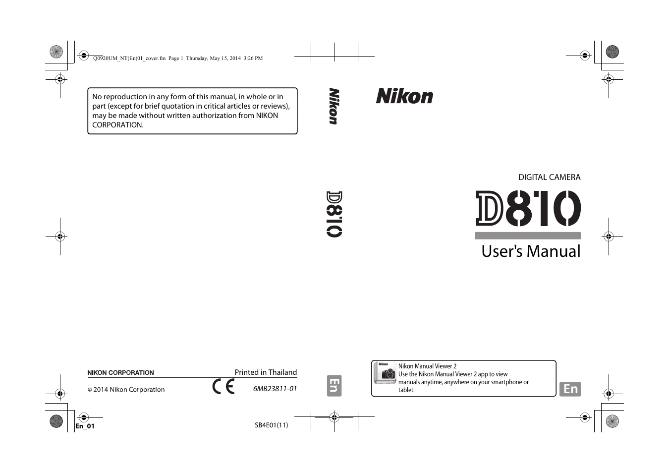 Nikon D810 User Manual | 530 pages