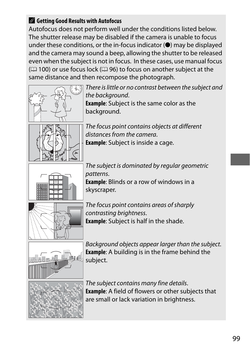 99 a | Nikon D810 User Manual | Page 123 / 530