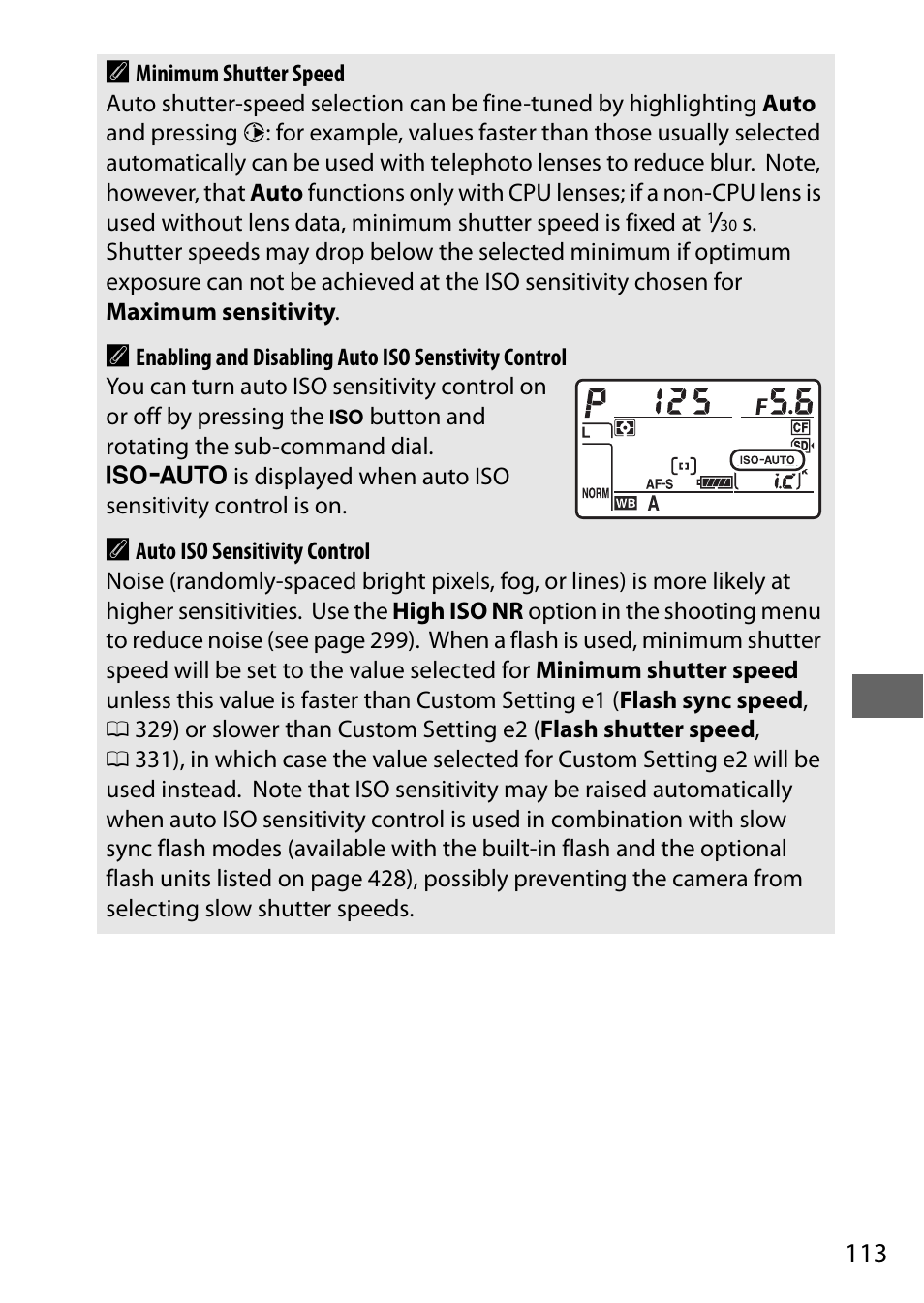 113 a | Nikon D810 User Manual | Page 137 / 530