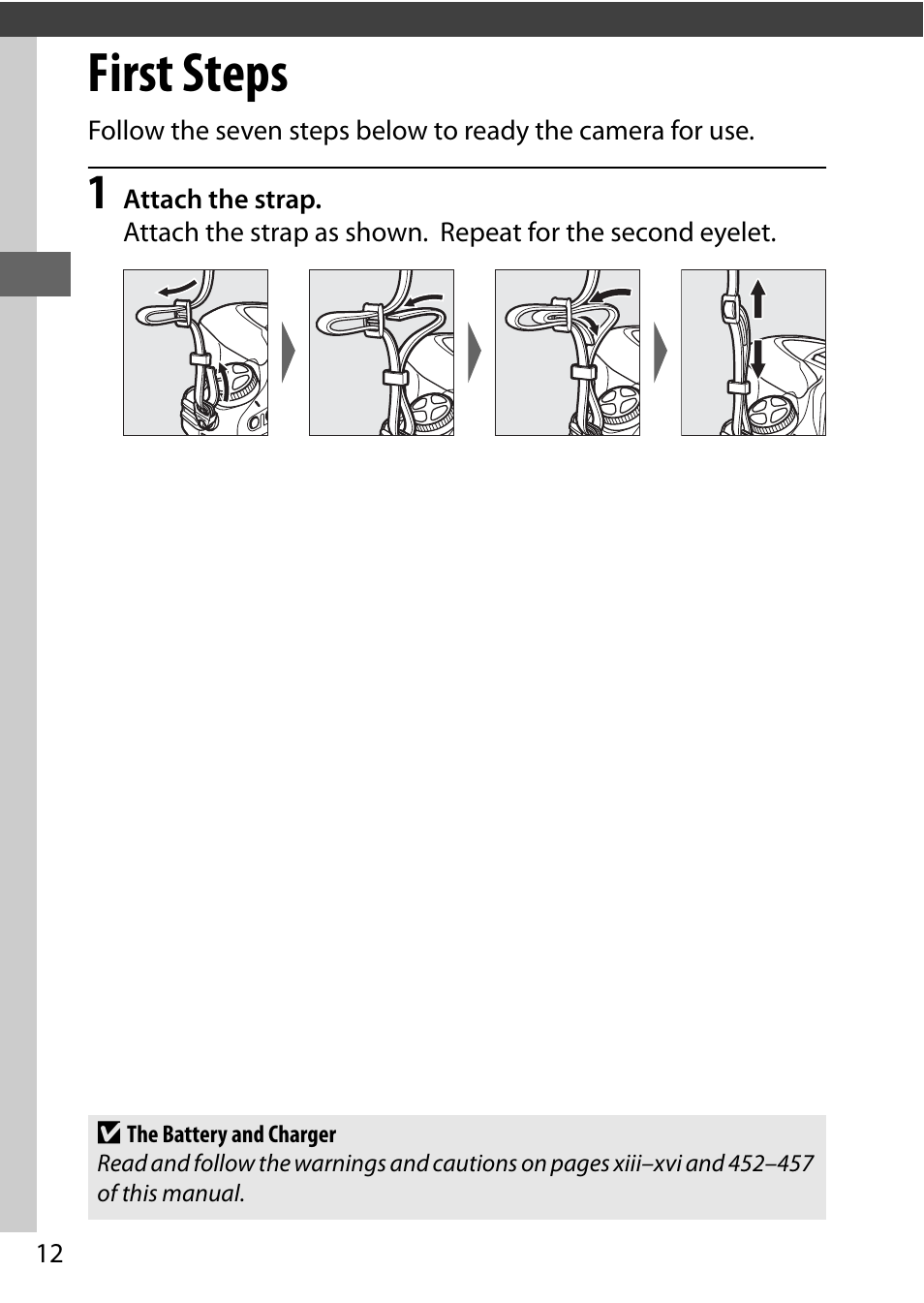 First steps, P ( 0 12) | Nikon D810 User Manual | Page 36 / 530