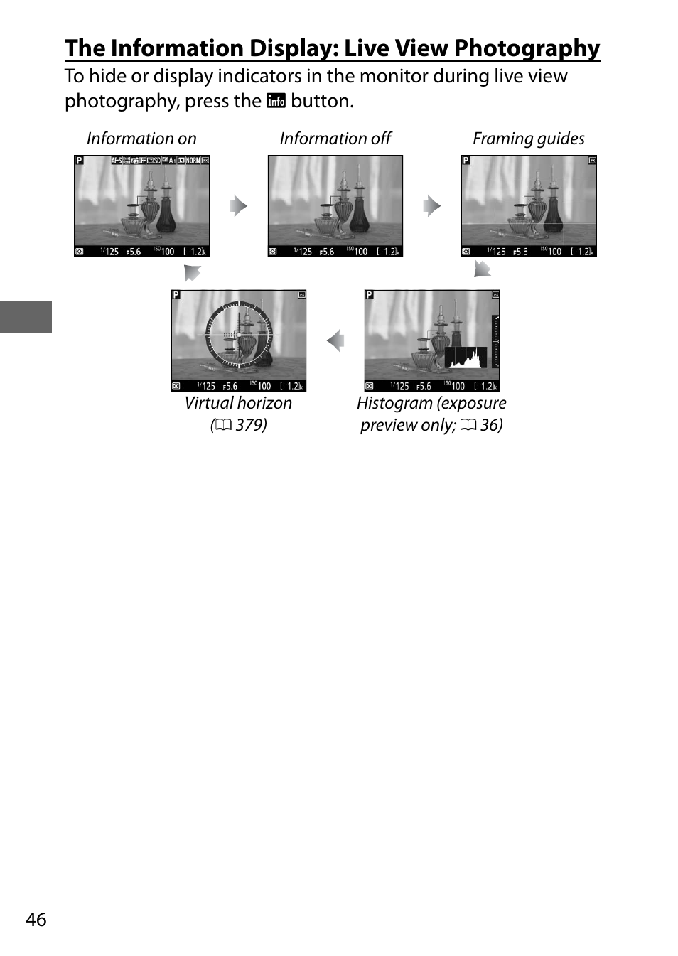 The information display: live view photography | Nikon D810 User Manual | Page 70 / 530