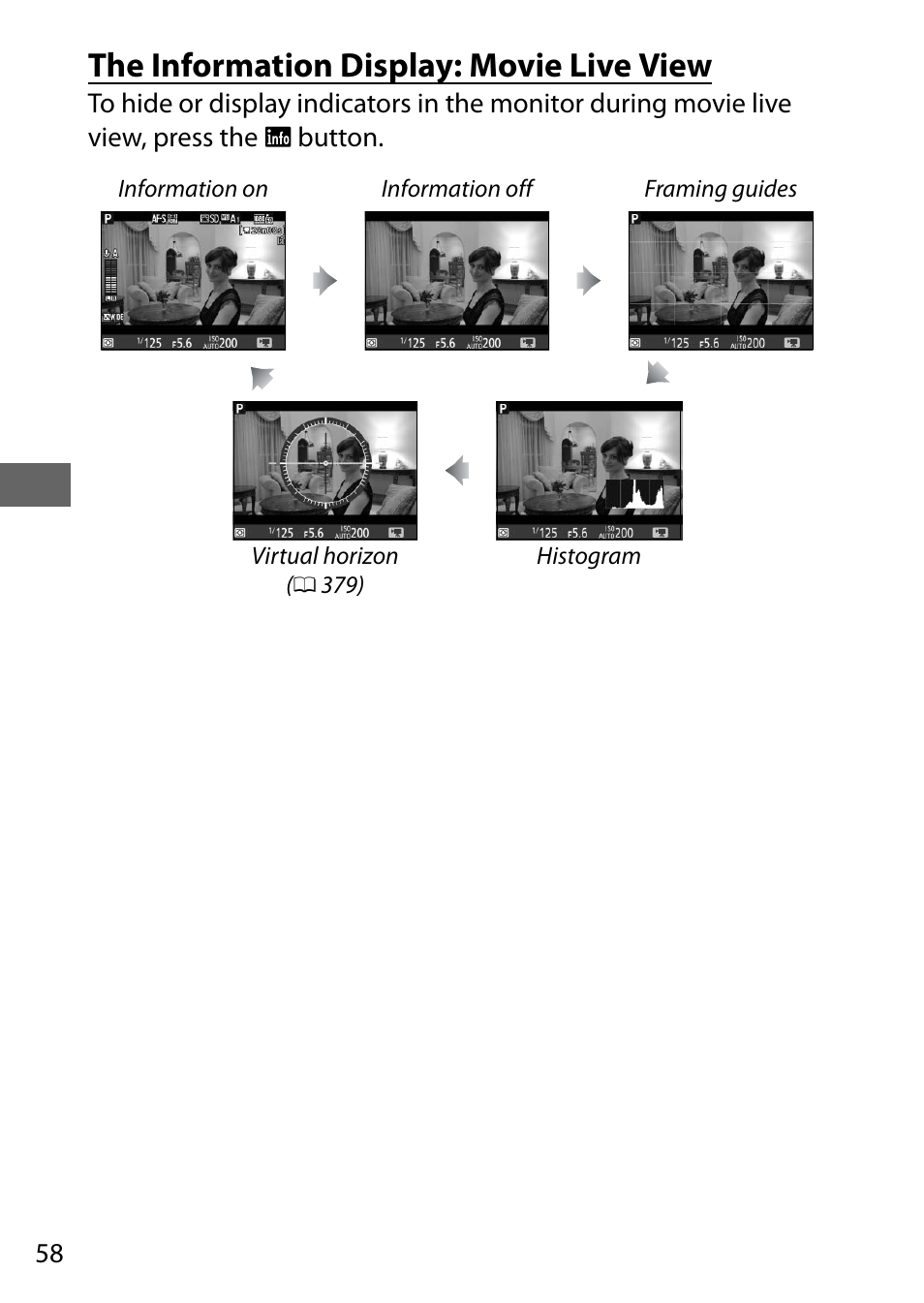 The information display: movie live view | Nikon D810 User Manual | Page 82 / 530