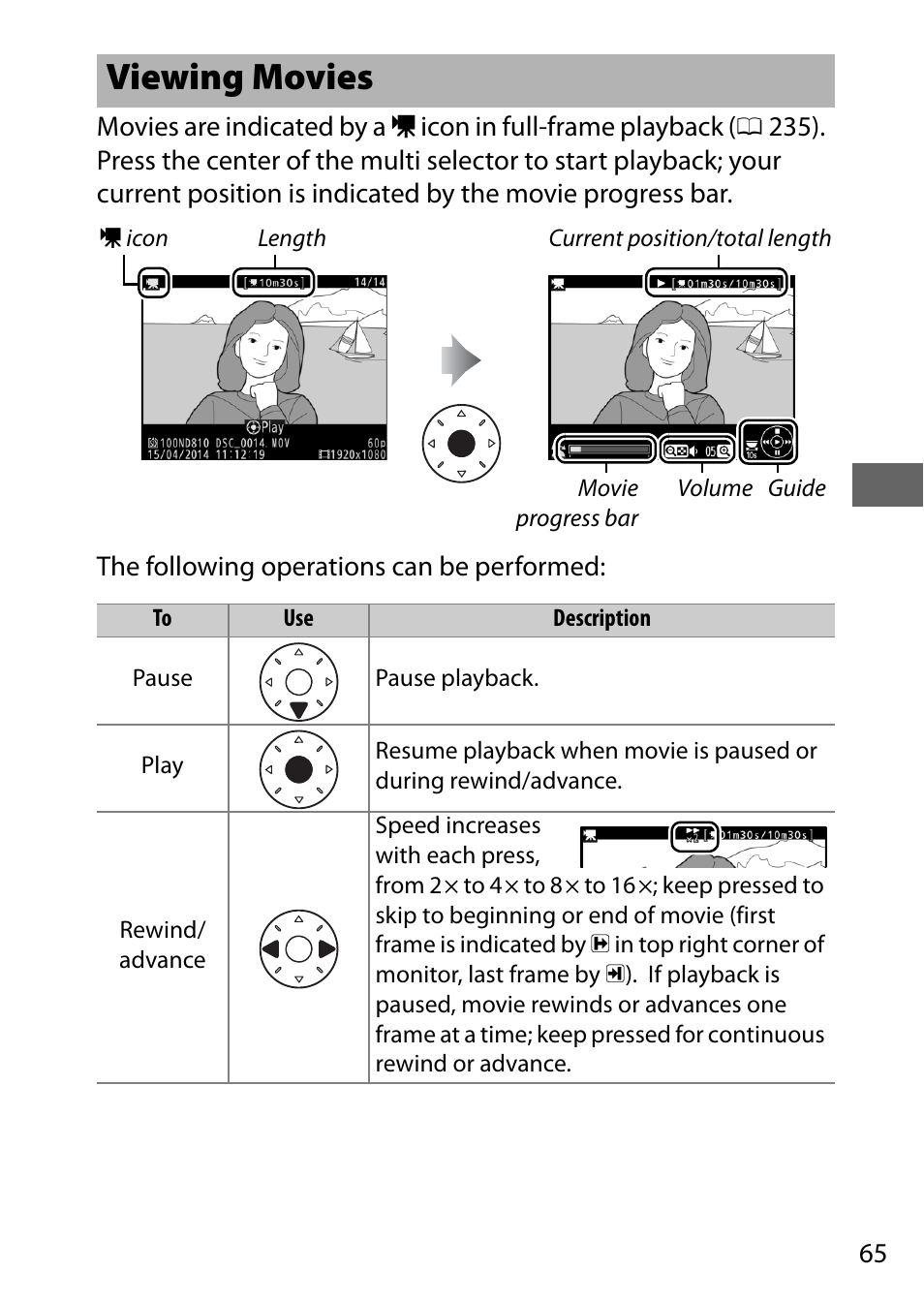Viewing movies | Nikon D810 User Manual | Page 89 / 530