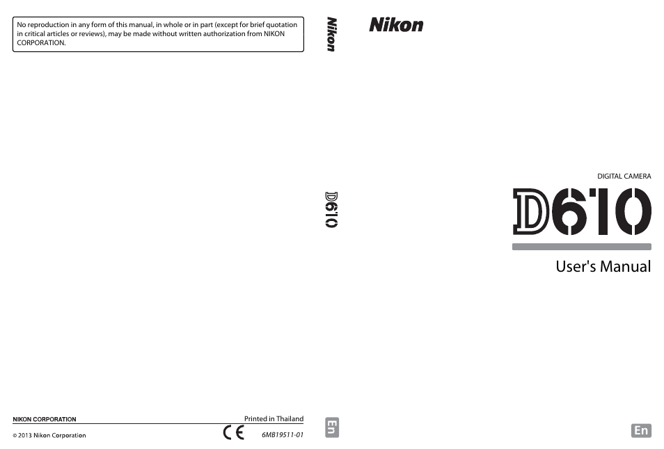 Nikon D610 User Manual | 368 pages