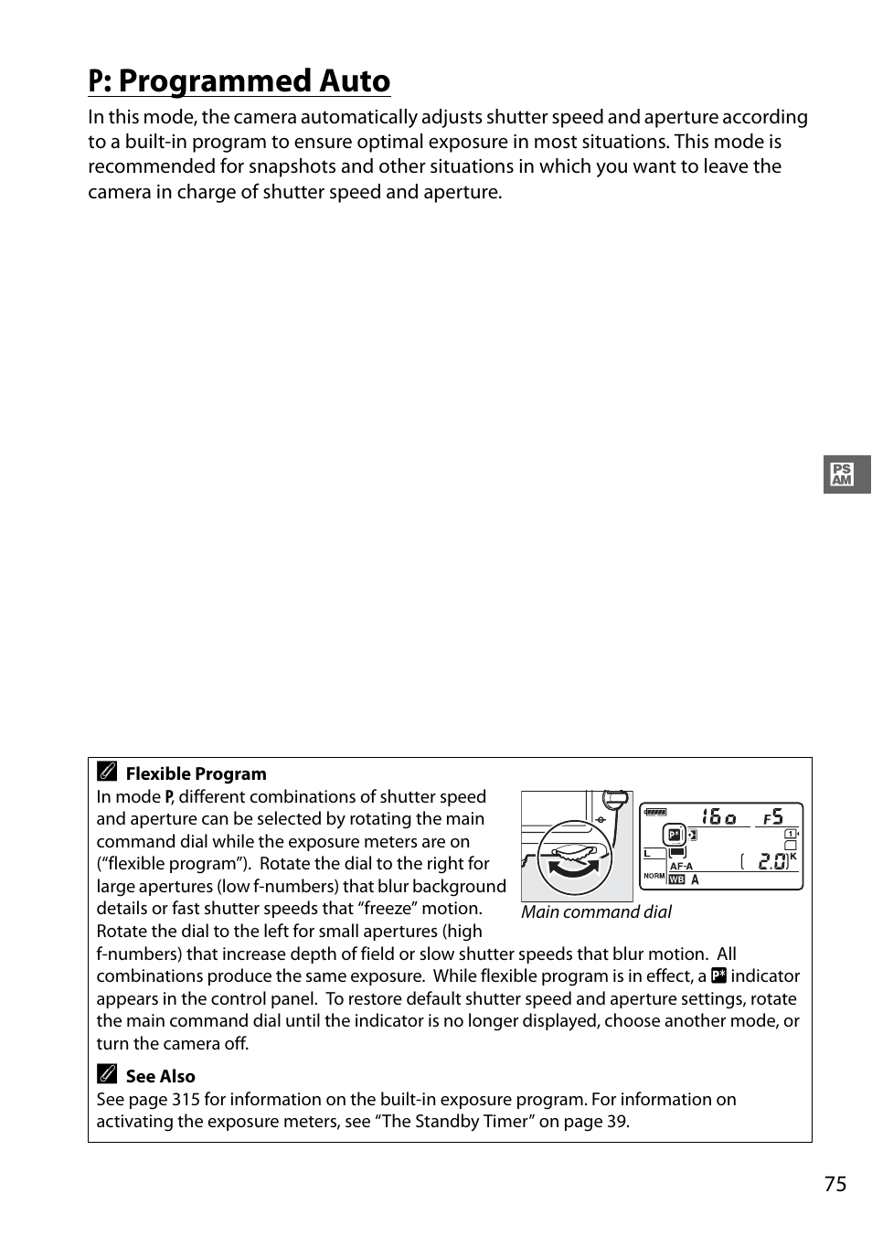 P: programmed auto | Nikon D610 User Manual | Page 101 / 368