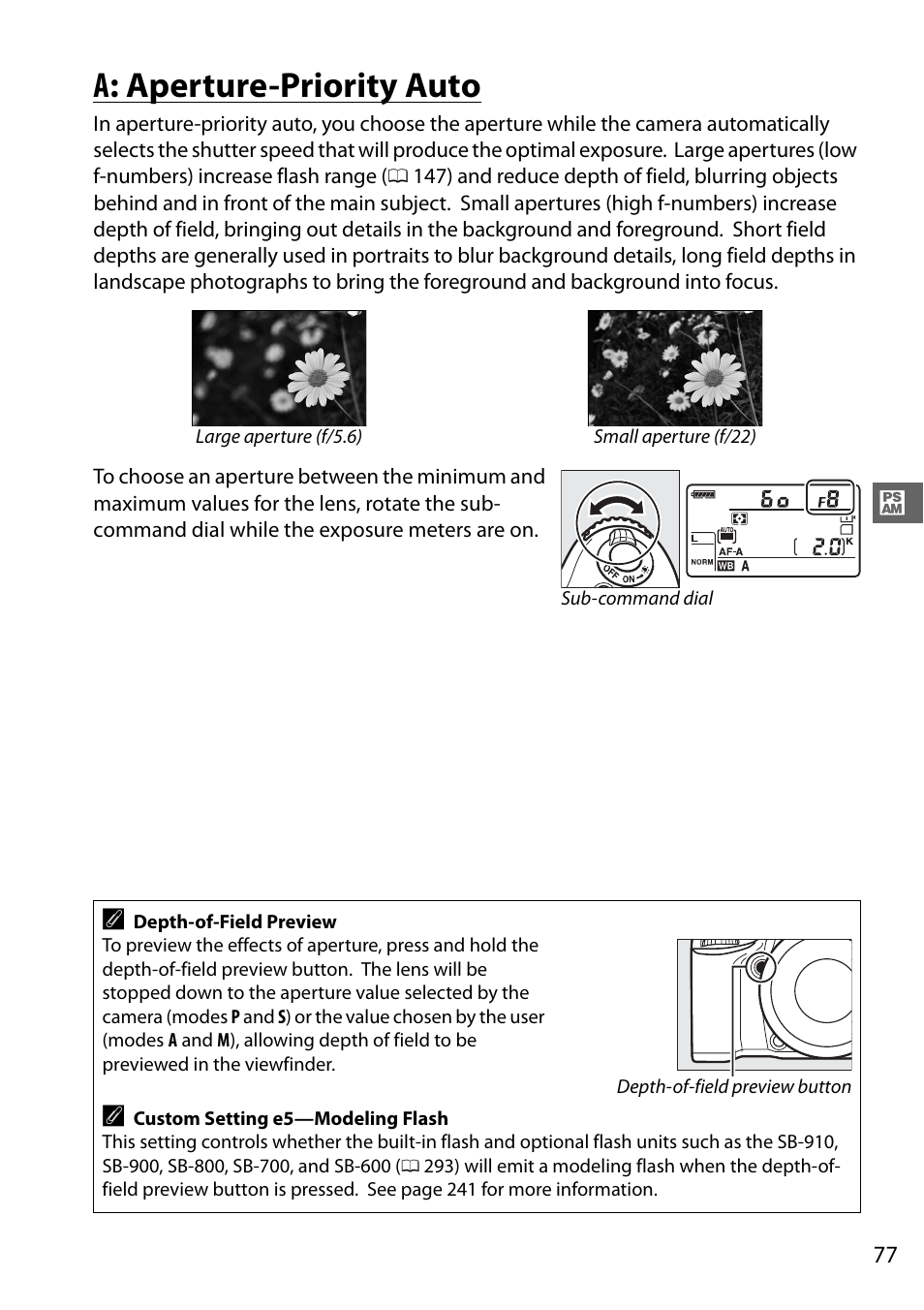 A: aperture-priority auto | Nikon D610 User Manual | Page 103 / 368