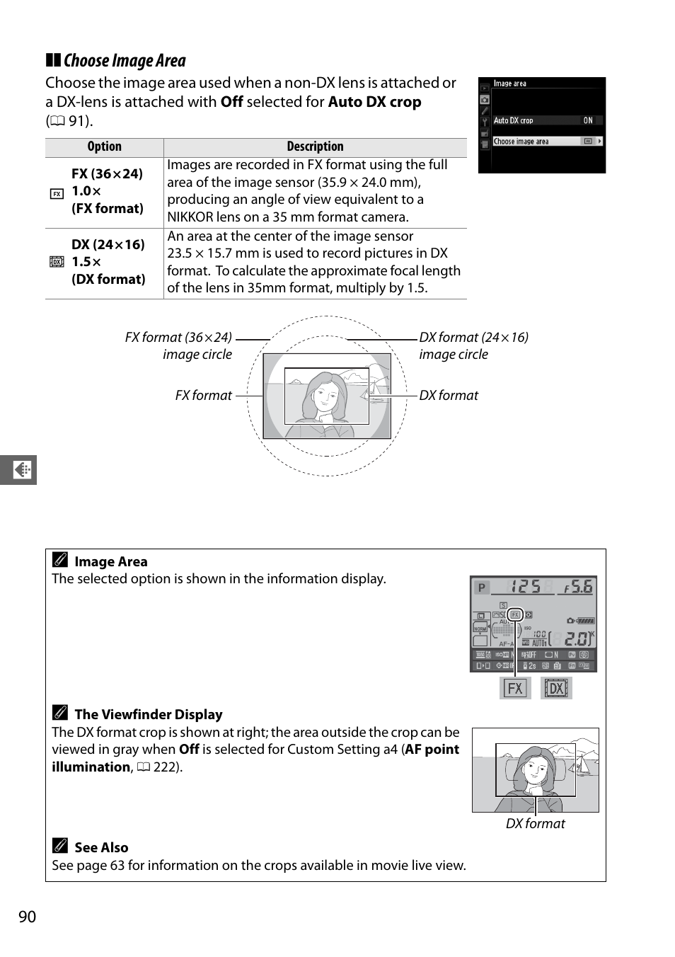 Choose image area | Nikon D610 User Manual | Page 116 / 368