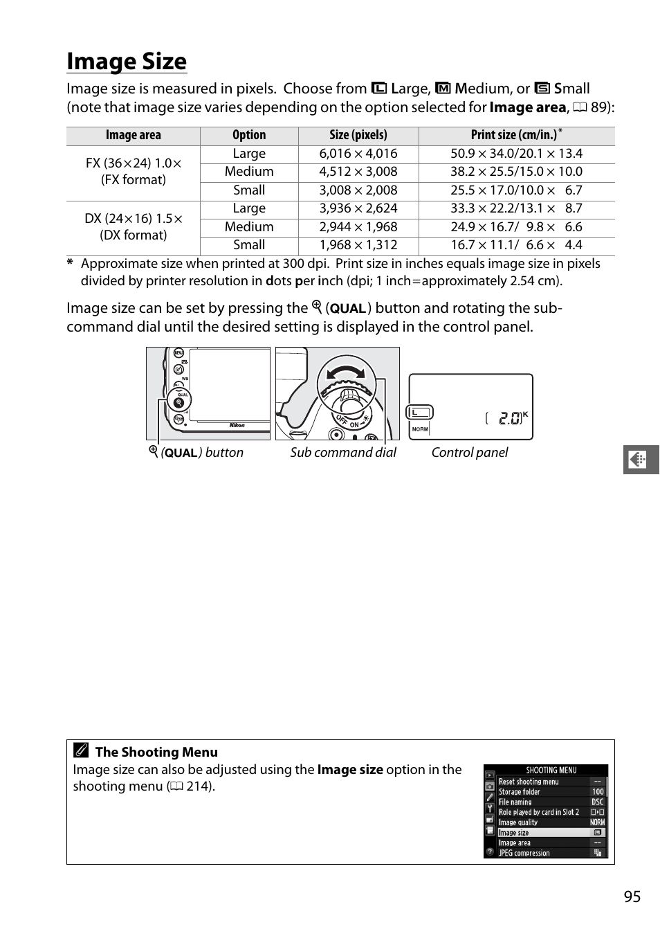 Image size | Nikon D610 User Manual | Page 121 / 368