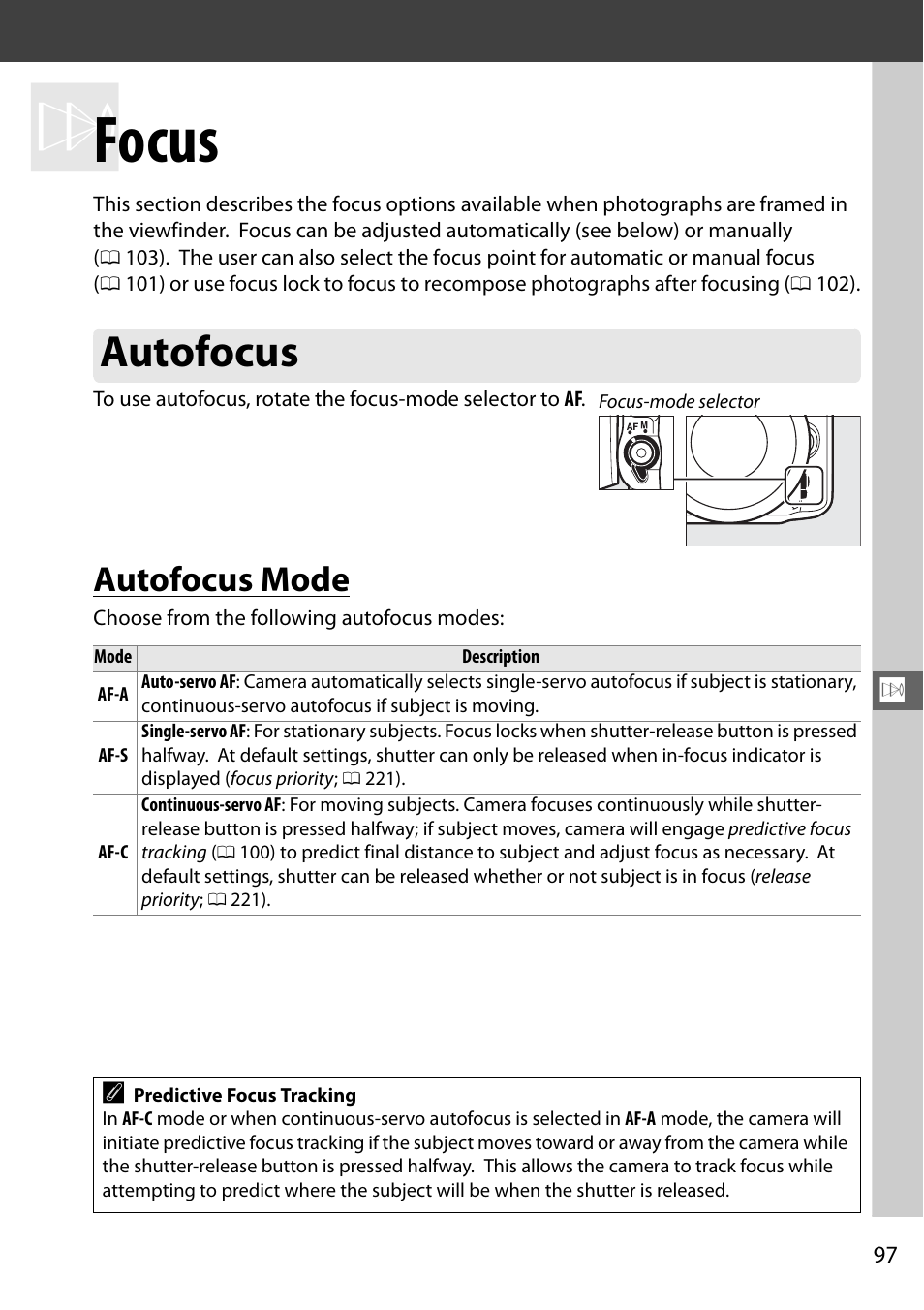 Focus, Autofocus, Autofocus mode | Nikon D610 User Manual | Page 123 / 368