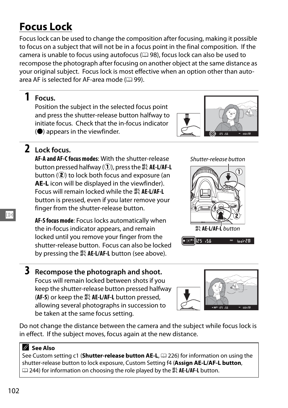 Focus lock | Nikon D610 User Manual | Page 128 / 368