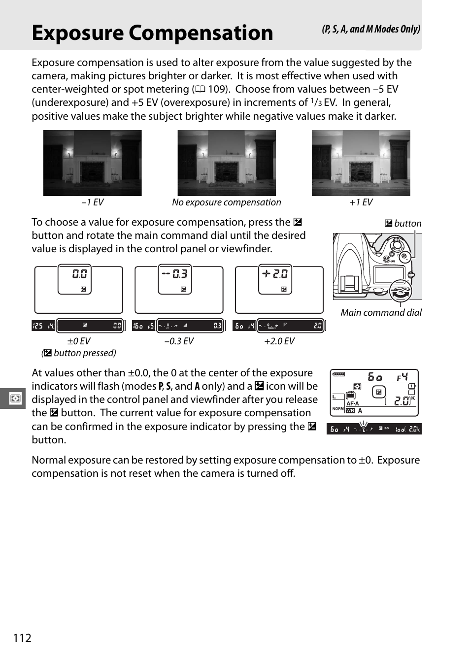 Exposure compensation | Nikon D610 User Manual | Page 138 / 368