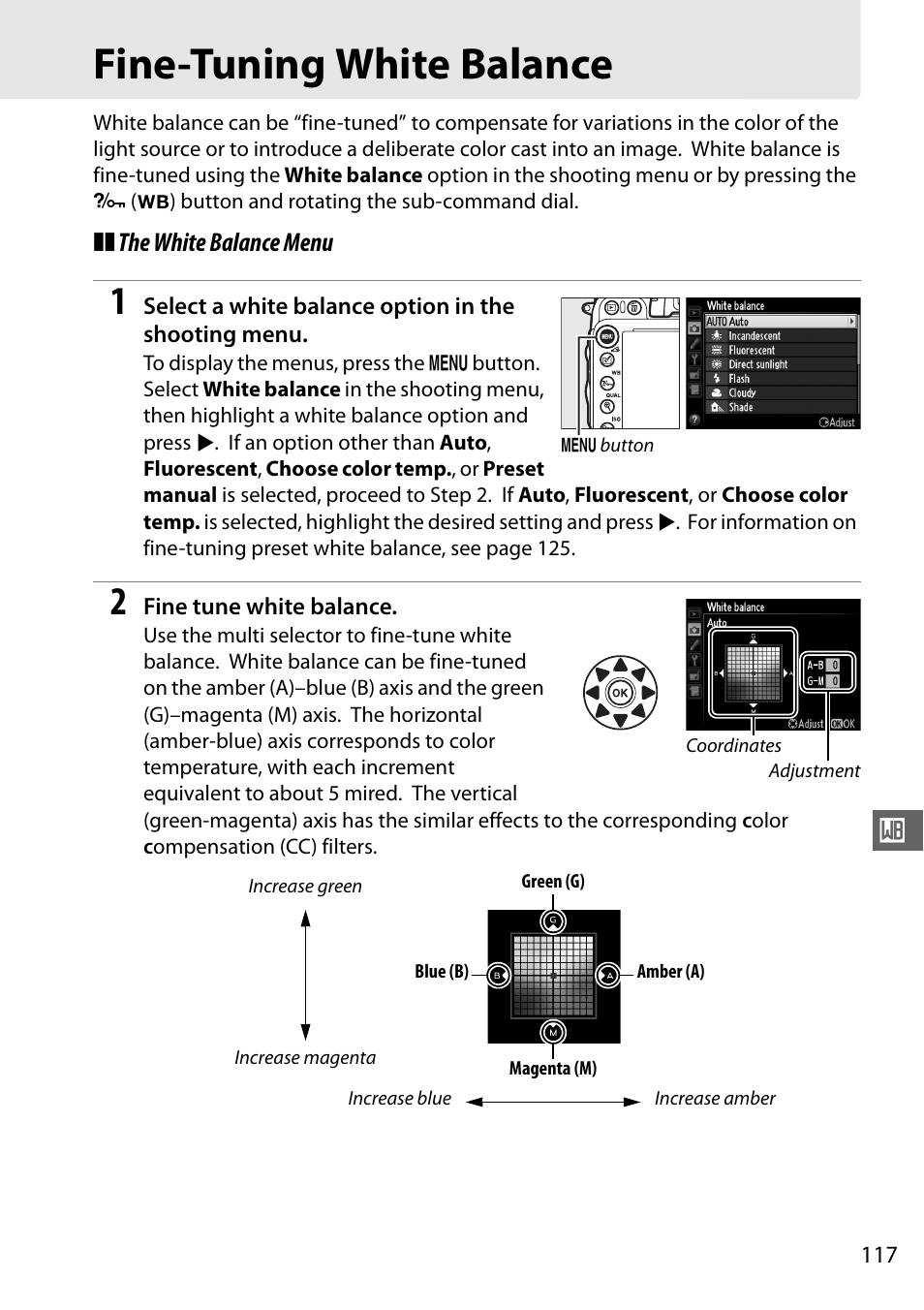 Fine-tuning white balance, 0 117) or measur | Nikon D610 User Manual | Page 143 / 368