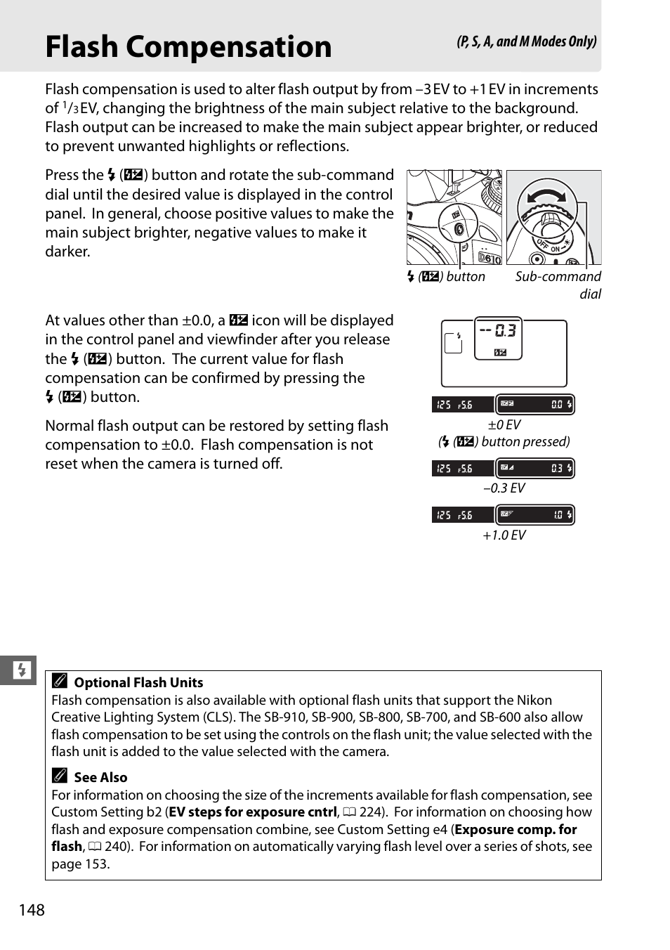 Flash compensation | Nikon D610 User Manual | Page 174 / 368
