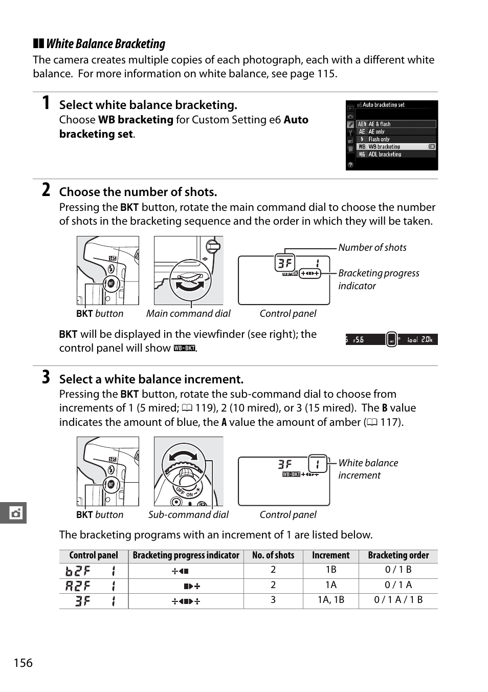 Lance, White balance bracketing | Nikon D610 User Manual | Page 182 / 368