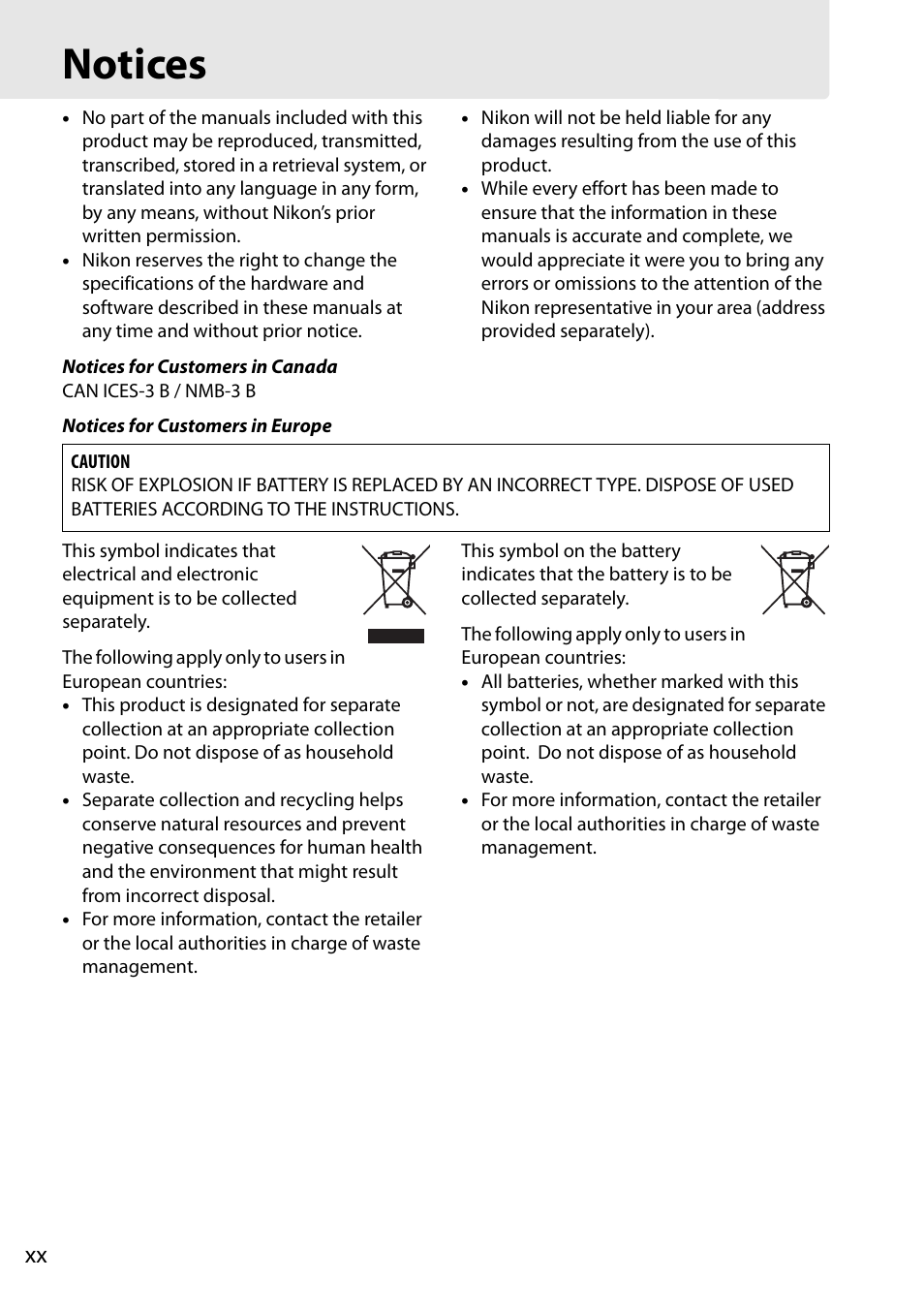 Notices | Nikon D610 User Manual | Page 22 / 368