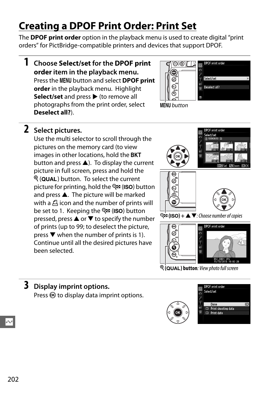 Creating a dpof print order: print set | Nikon D610 User Manual | Page 228 / 368