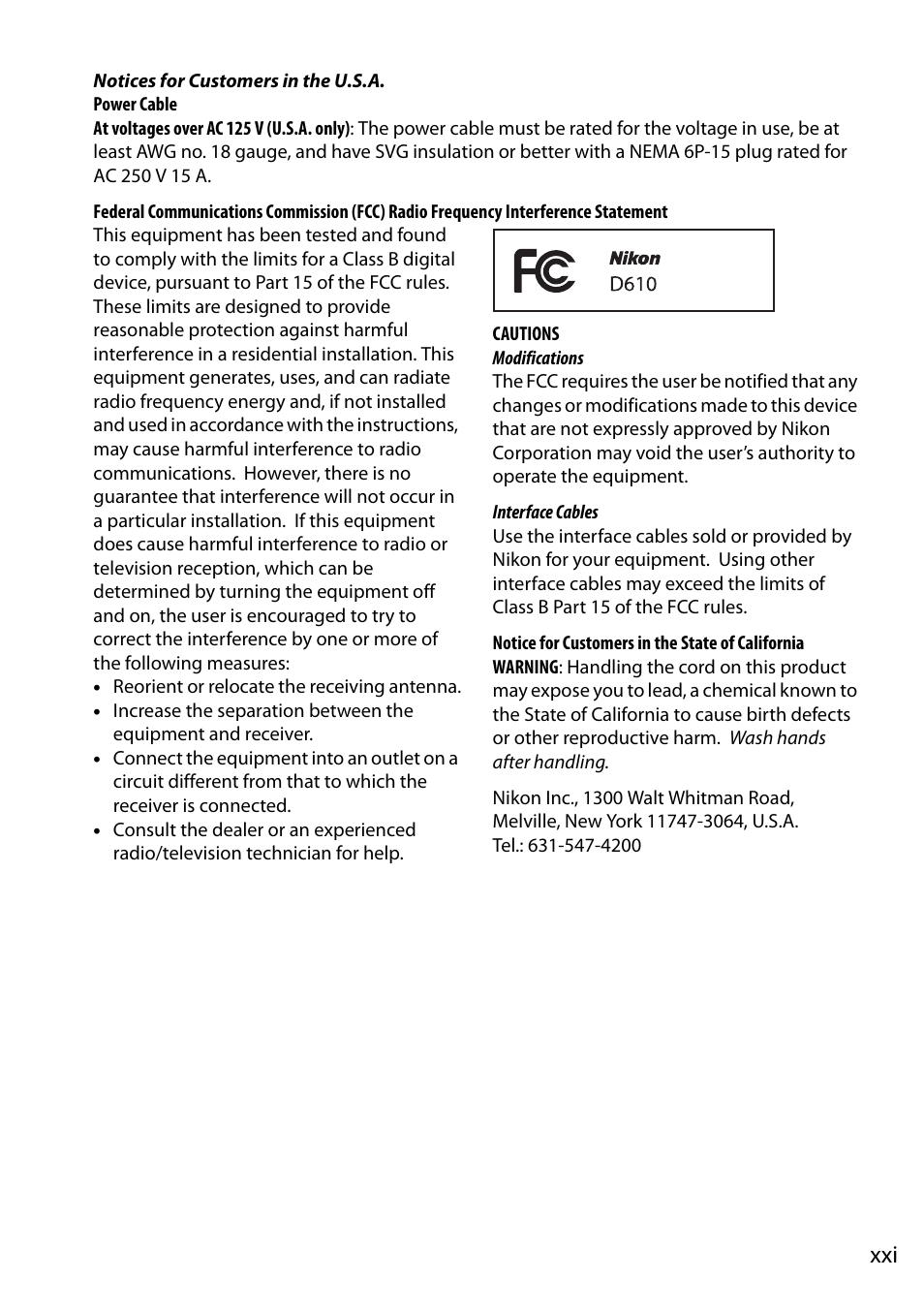 Nikon D610 User Manual | Page 23 / 368