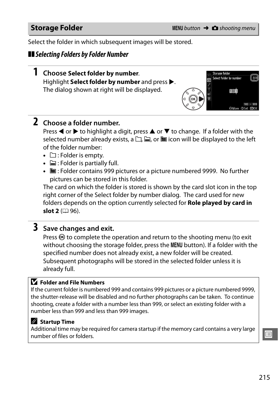 Storage folder | Nikon D610 User Manual | Page 241 / 368