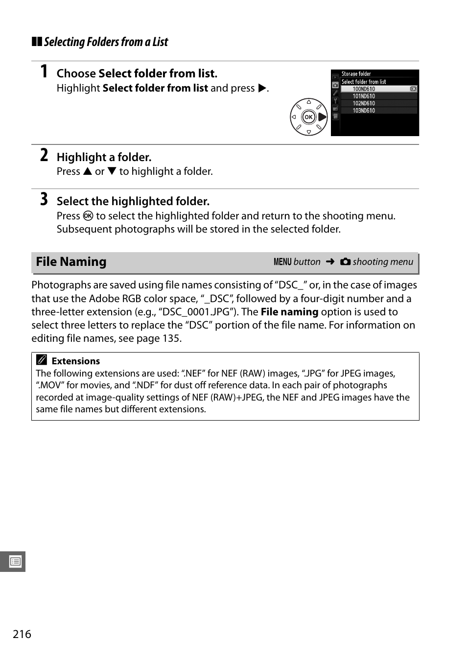 File naming | Nikon D610 User Manual | Page 242 / 368