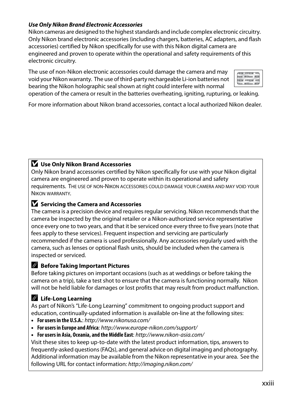 Xxiii | Nikon D610 User Manual | Page 25 / 368