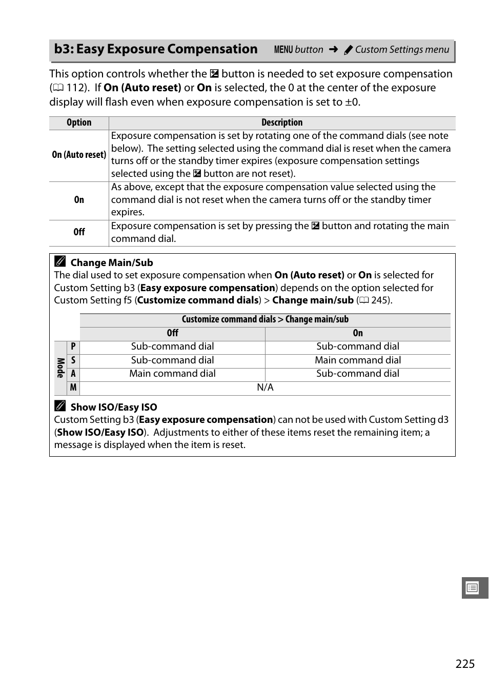 B3: easy exposure compensation | Nikon D610 User Manual | Page 251 / 368