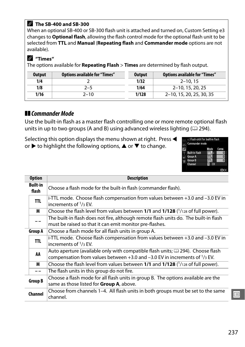 Oups, Commander mode | Nikon D610 User Manual | Page 263 / 368