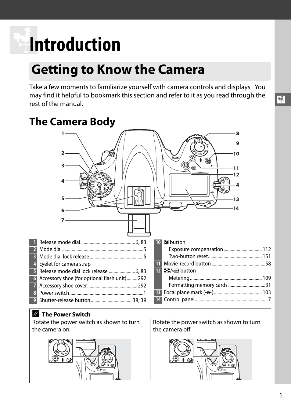 Introduction, Getting to know the camera, The camera body | Nikon D610 User Manual | Page 27 / 368