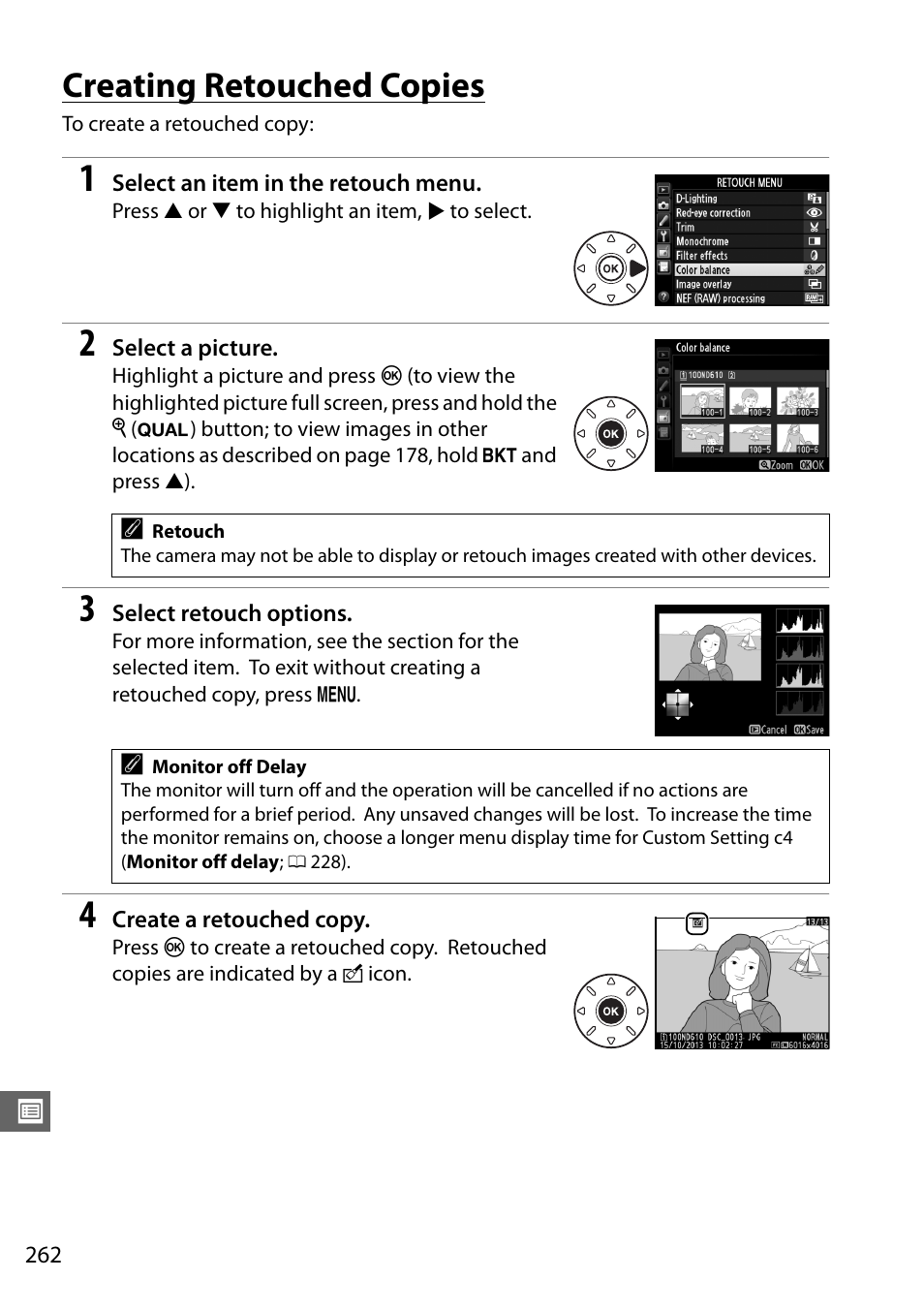 Creating retouched copies | Nikon D610 User Manual | Page 288 / 368