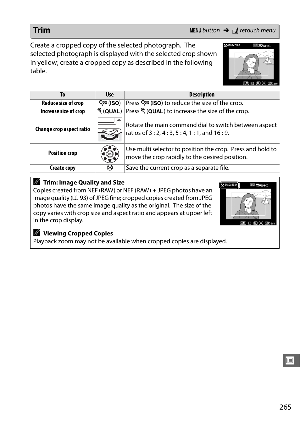 Trim | Nikon D610 User Manual | Page 291 / 368