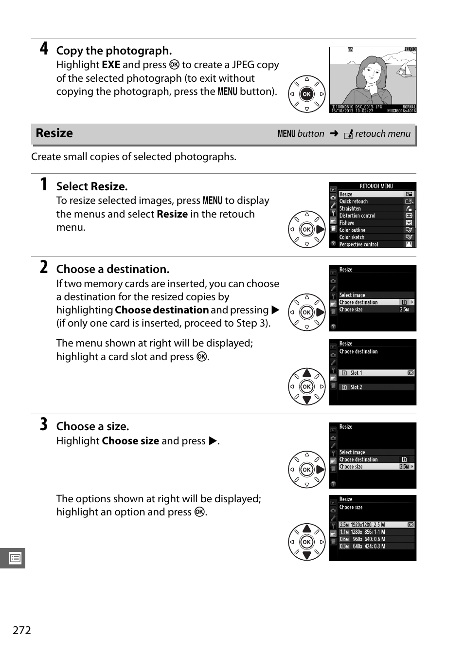 Resize | Nikon D610 User Manual | Page 298 / 368