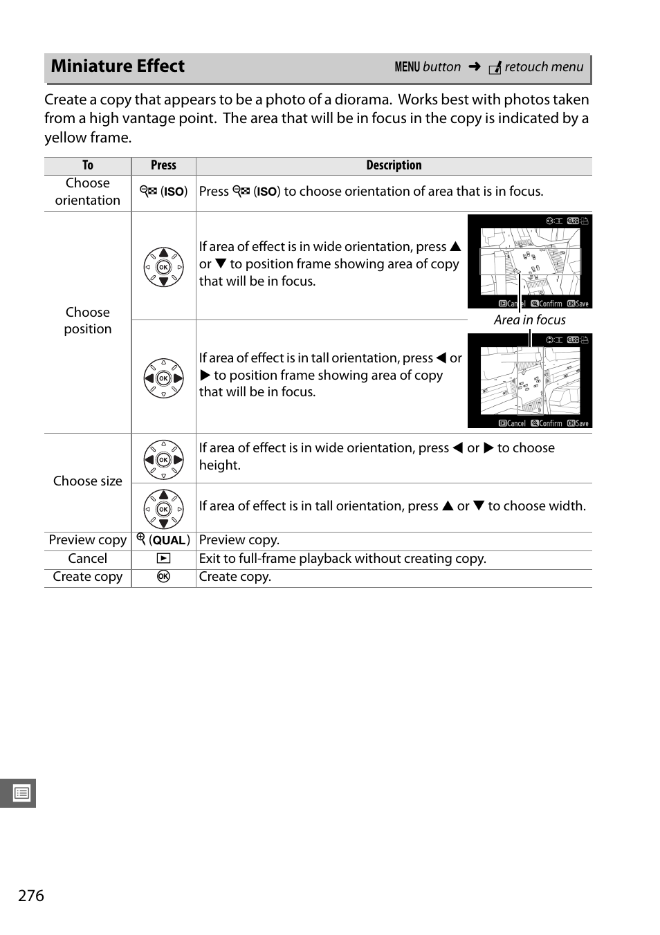 Miniature effect | Nikon D610 User Manual | Page 302 / 368