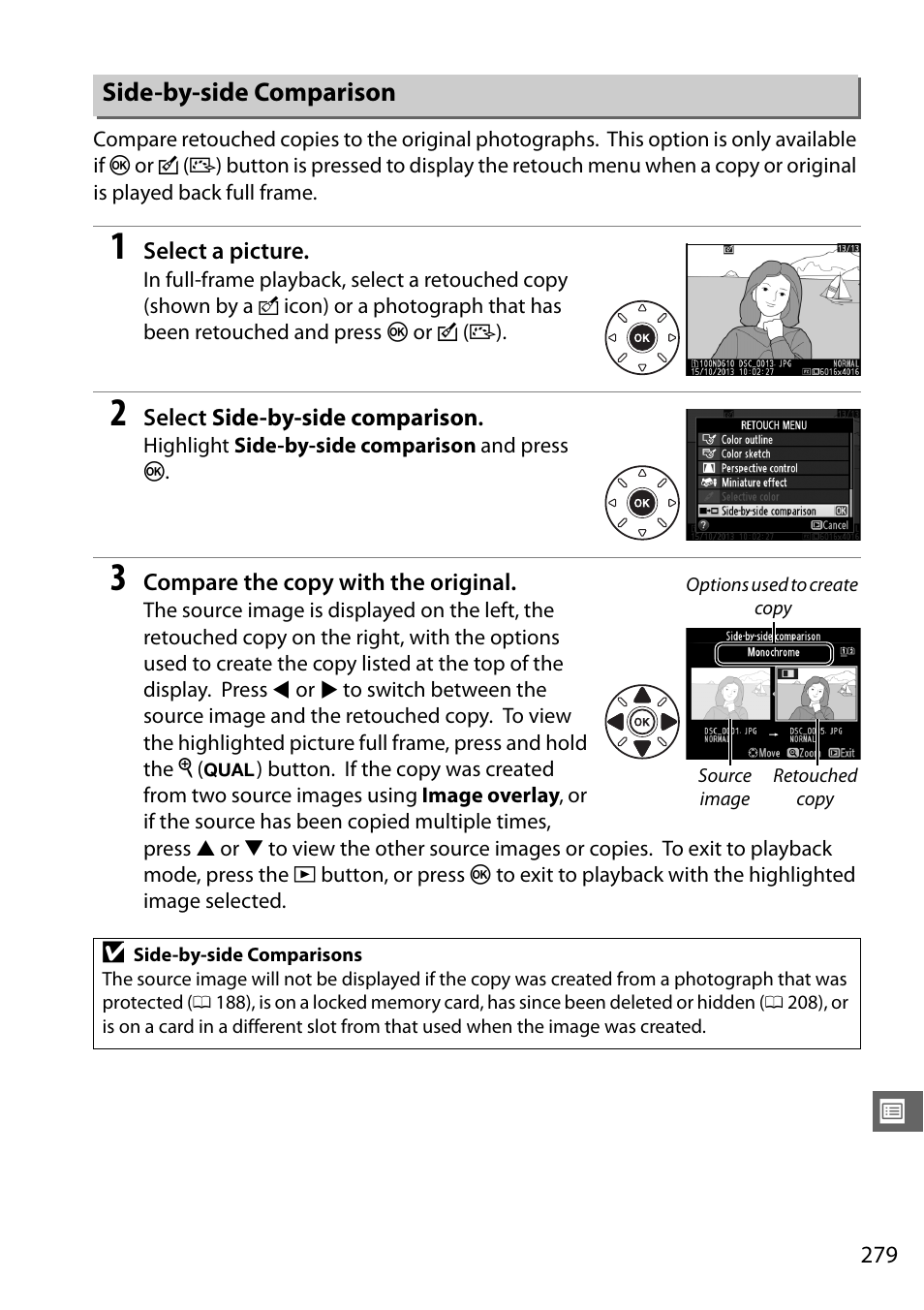 Side-by-side comparison | Nikon D610 User Manual | Page 305 / 368