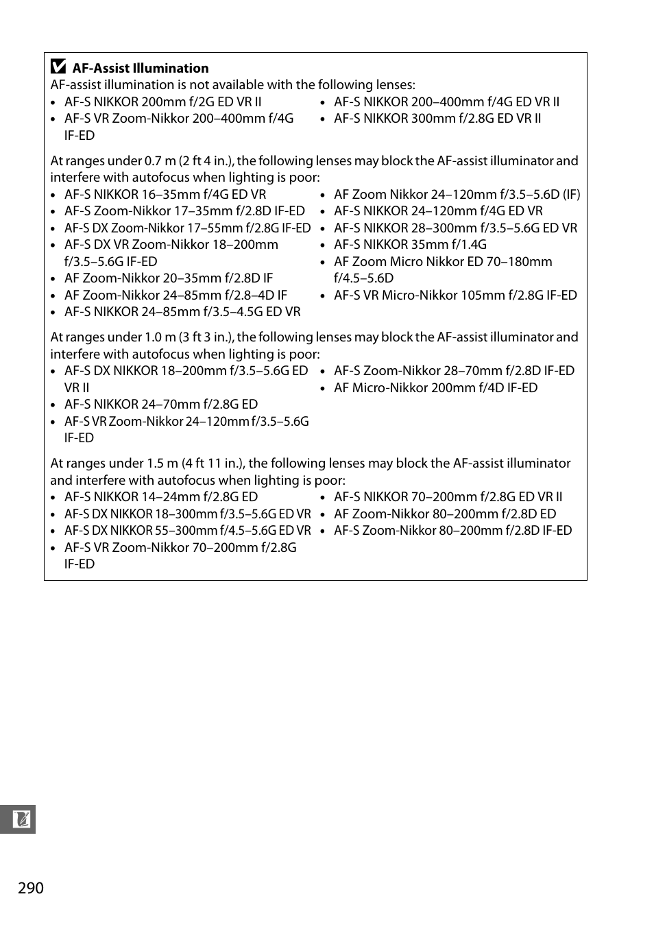 290 f | Nikon D610 User Manual | Page 316 / 368