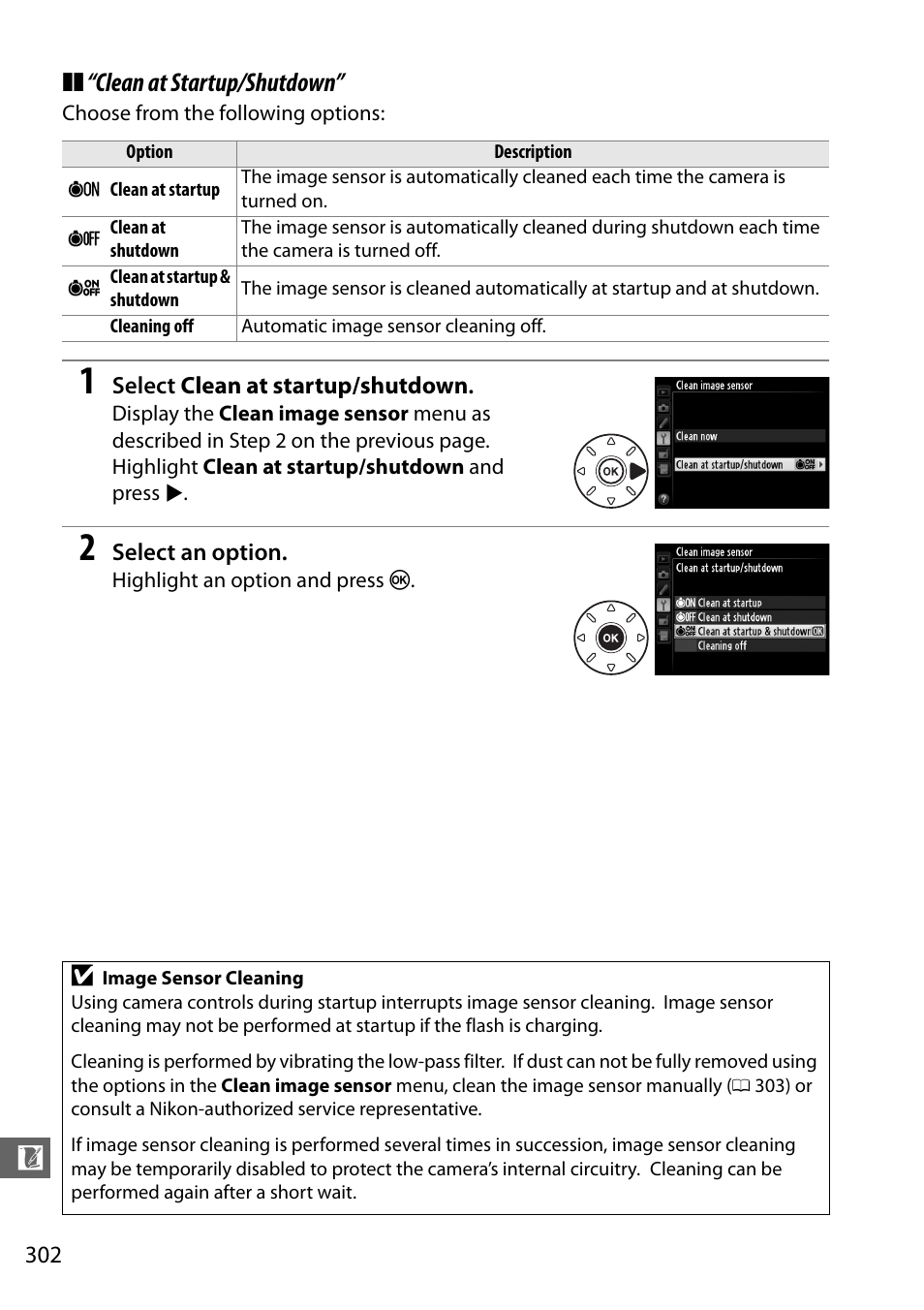 Clean at startup/shutdown | Nikon D610 User Manual | Page 328 / 368