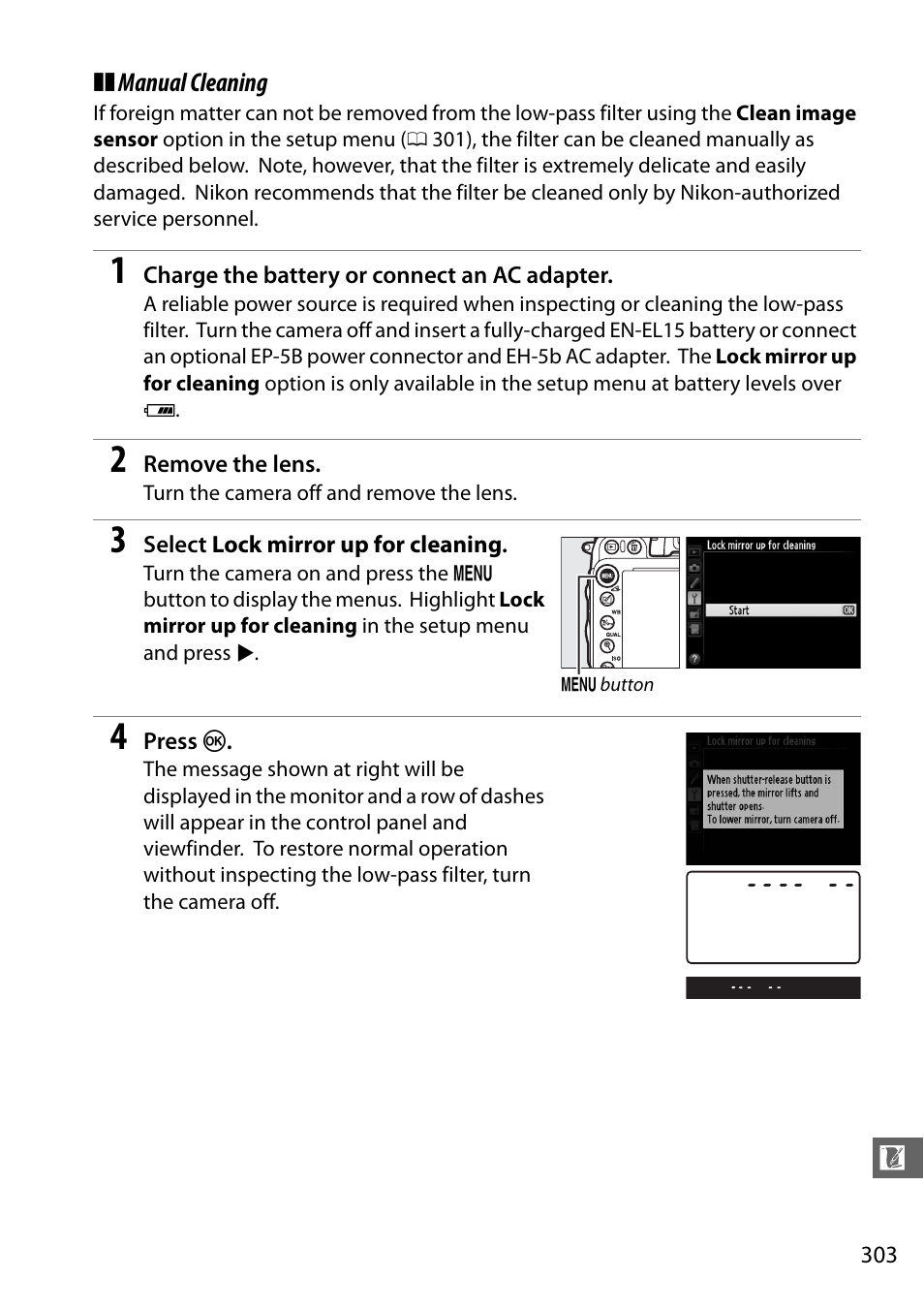 Manual cleaning | Nikon D610 User Manual | Page 329 / 368