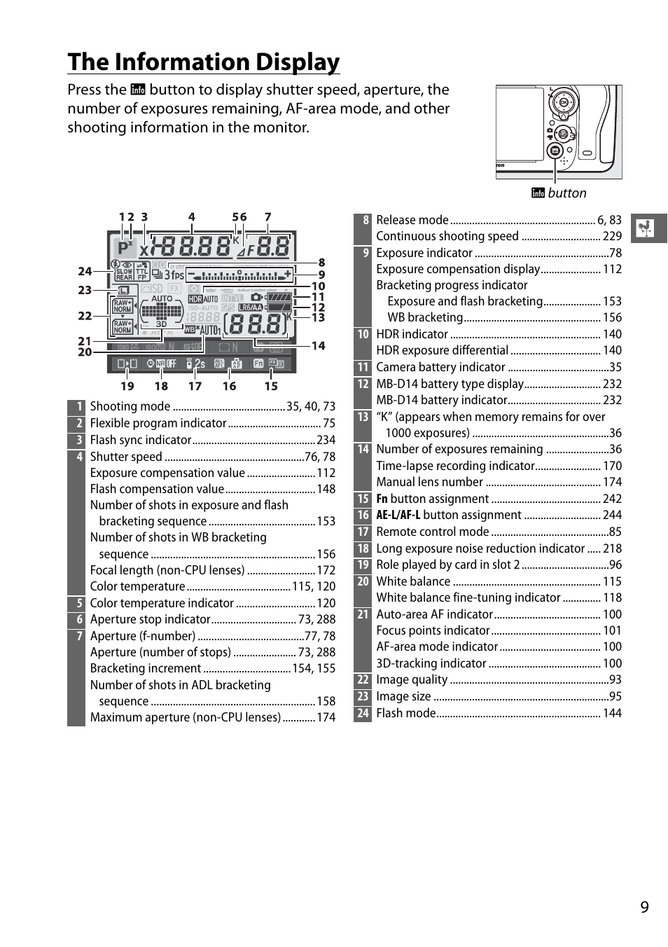 The information display | Nikon D610 User Manual | Page 35 / 368
