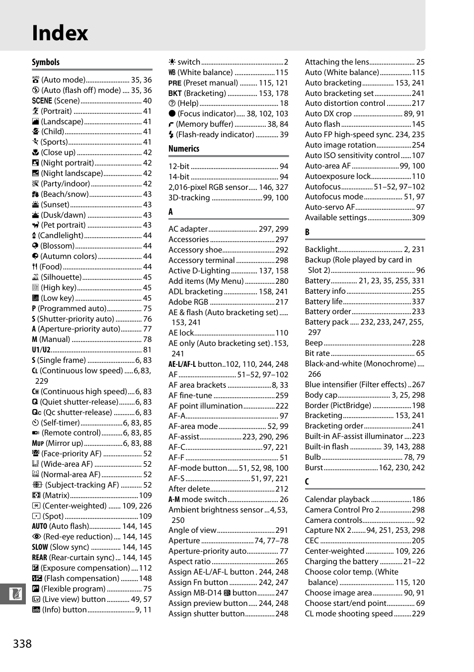 Index | Nikon D610 User Manual | Page 364 / 368