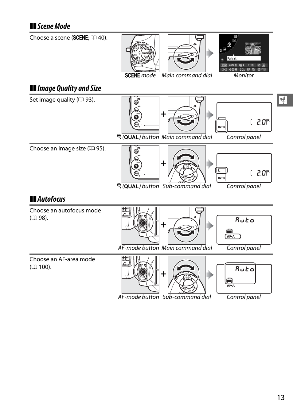 Scene mode ❚❚ image quality and size ❚❚ autofocus | Nikon D610 User Manual | Page 39 / 368