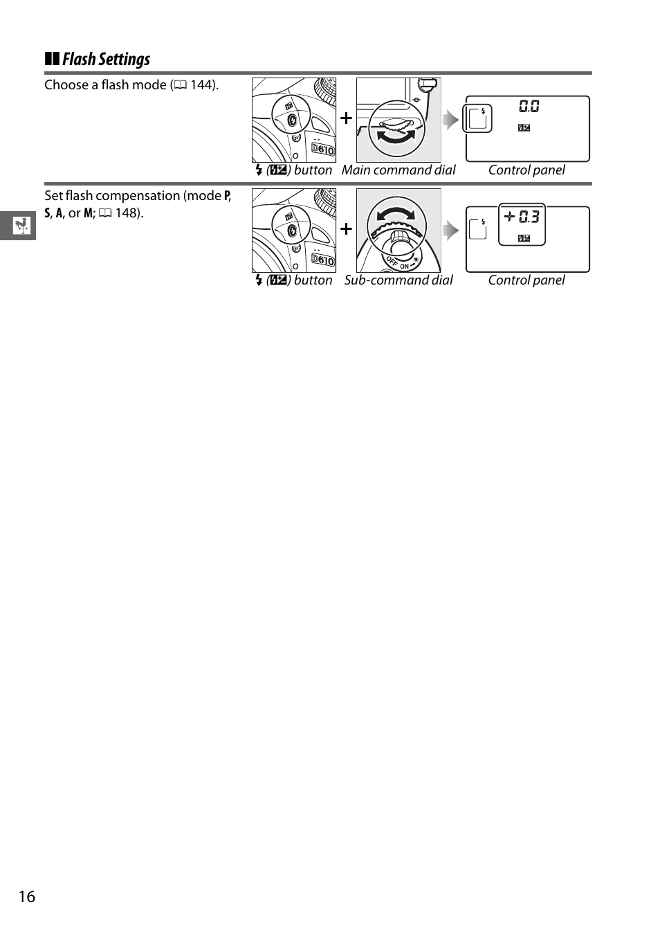 Flash settings | Nikon D610 User Manual | Page 42 / 368