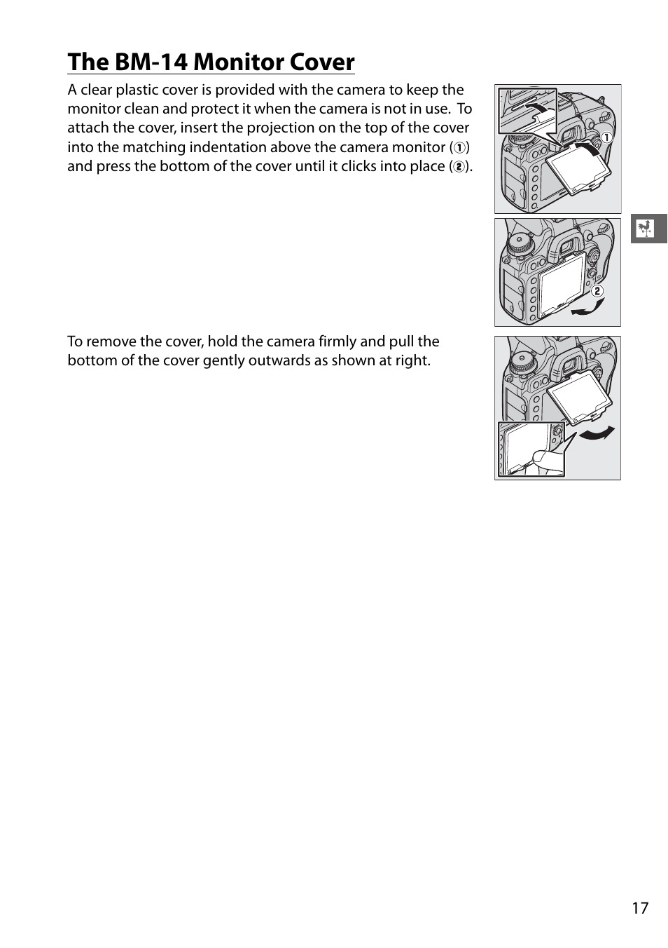 The bm-14 monitor cover | Nikon D610 User Manual | Page 43 / 368