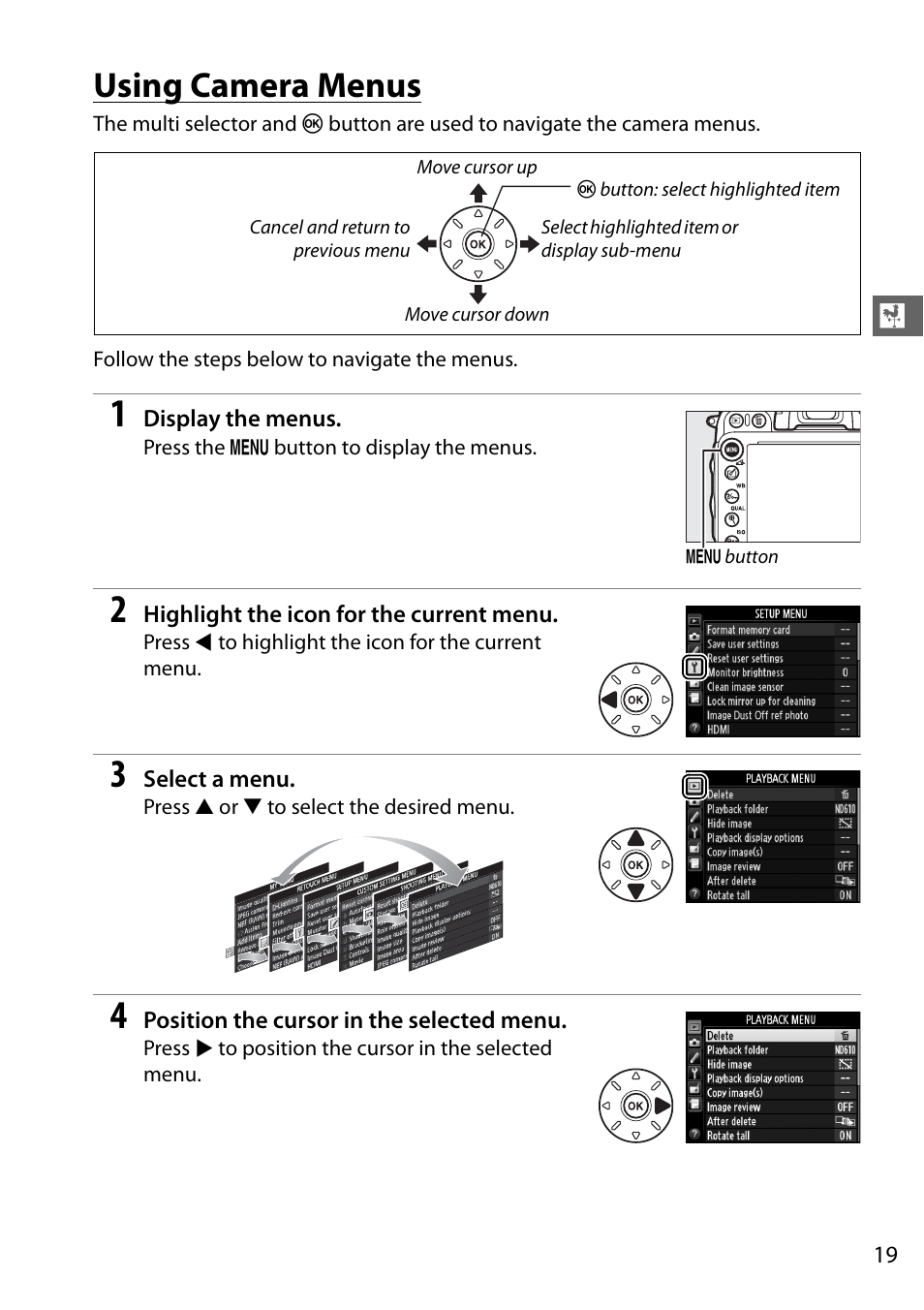 Using camera menus | Nikon D610 User Manual | Page 45 / 368