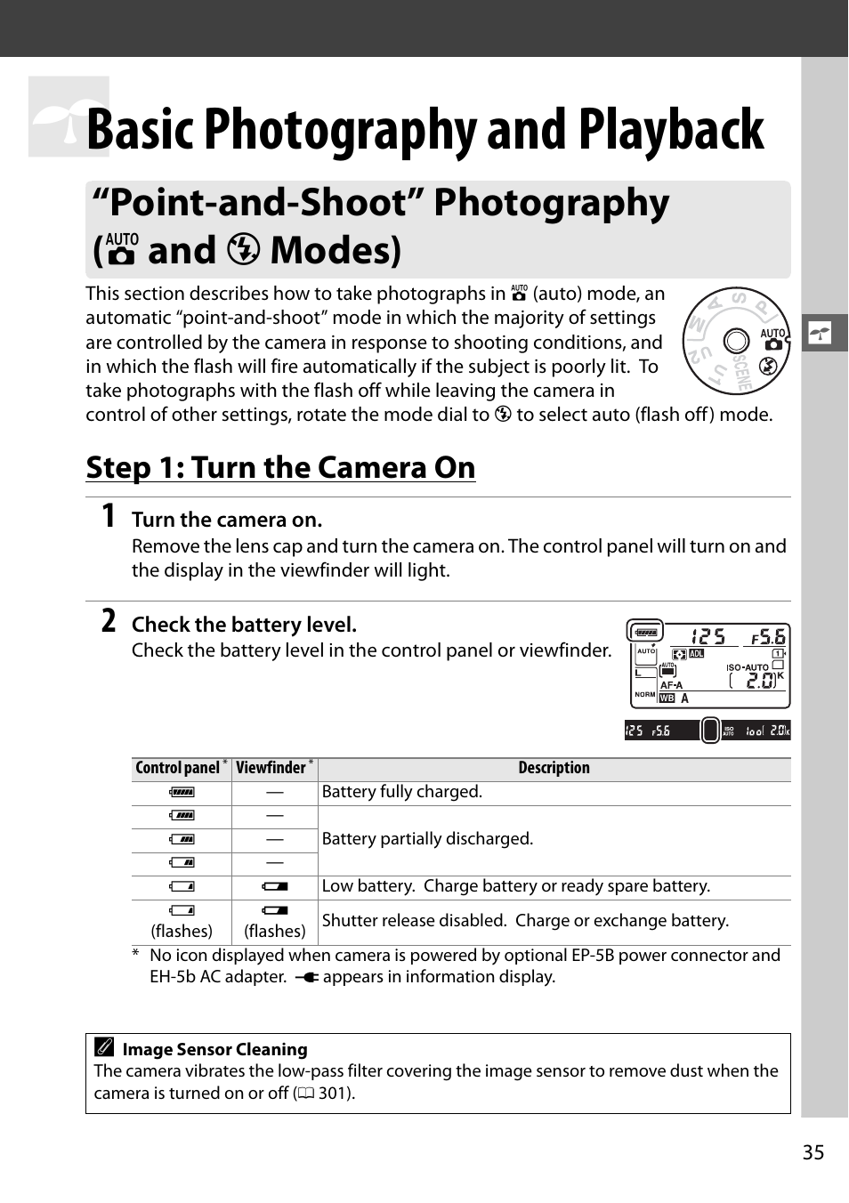 Basic photography and playback, Step 1: turn the camera on, Point-and-shoot” photography ( i and j modes) | Nikon D610 User Manual | Page 61 / 368